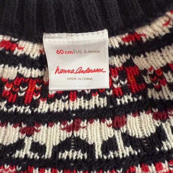 Hanna Andersson Snö Happy Holiday Black & Red Fair Isle Sweater Dress 3-6 Mos - Picture 2 of 8